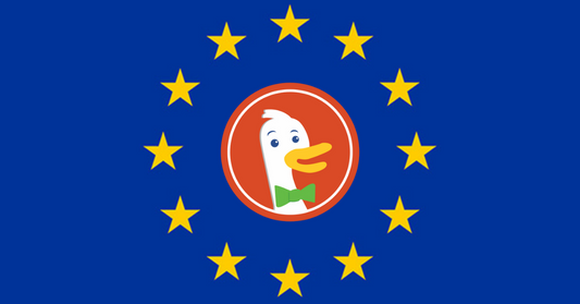 duckducko go will down-rank russian media so this is a eu logo with the duckduckgo logo superimposed on top of it