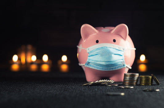 piggy bank with surgical mask