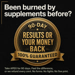 APEX natural testosterone booster 90-day money-back guarantee: take APEX for 90 days and feel the difference or get a full refund — no questions, no forms, no hassle.  — thumbnail 14