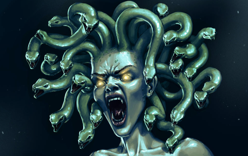 Scary Screaming Medusa Face