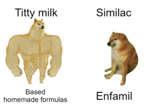 homemade formula dog is buff and similac dog is lame