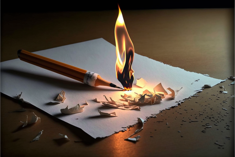 burning piece of paper
